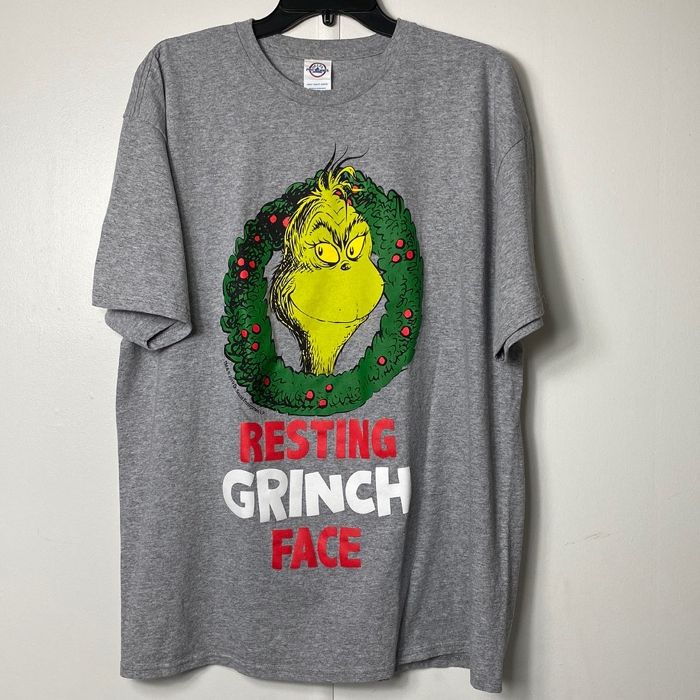 Delta Pro Weight Christmas Grinch X-Large Adult gray T-Shirt. Pre-Owned